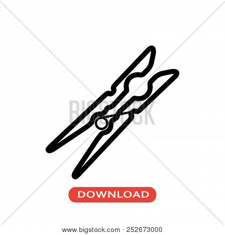 Clothespin Vector Icon Flat Style Illustration For Web, Mobile, Logo, Application And Graphic Design