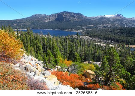 Silver lake in Sierra Nevada mountains