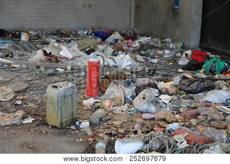 Rags And Garbage In An Illegal Shelter For Illegal Immigrants Discovered By The Police With An Old R