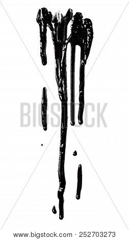 Black Paint Leaking Isolated On White Background