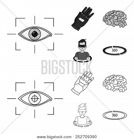 Technology, Innovation, Man, Complemented .virtual Reality Set Collection Icons In Outline, Monochro