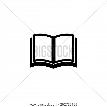 Open School Book, Textbook Icon. Simple Flat Vector Illustration Sign. Black Symbol On White Backgro