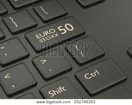 3D Render Of Computer Keyboard With Euro Stoxx 50 Index Button