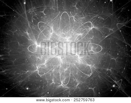 Thermonuclear Fusion Black And White Effect, Computer Generated Abstract Background, 3d Rendering