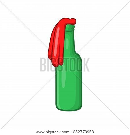 Molotov Cocktail Icon In Cartoon Style Isolated On White Background. Incendiary Mixture Symbol