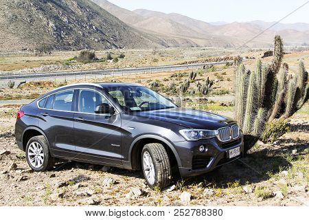 Atacama, Chile - November 13, 2015: Black Motor Car Bmw X4 (f26) In The Atacama Desert.