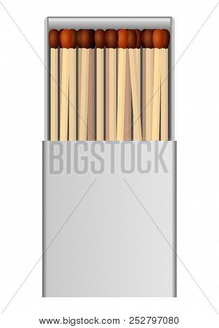 Open Matchbox Mockup. Realistic Illustration Of Open Matchbox Mockup For Web Design Isolated On Whit
