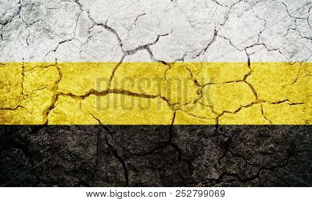 Perak Darul Ridzuan, States Of Malaysia, Flag On Dry Earth Ground Texture Background