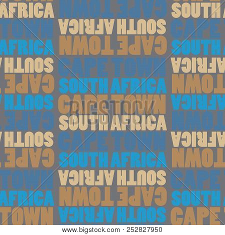 Capetown, South Africa Seamless Pattern, Typographic City Background, Texture
