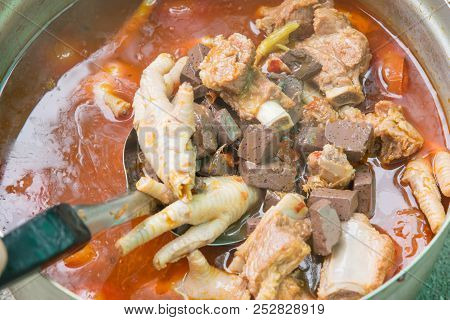 Boil Soup Of  Kanom Jeen Nam Ngiew, Most Famous Of  Thai Northern