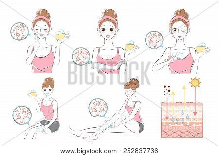 Woman With Dry Skin On The Blue Background