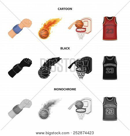 Basketball And Attributes Cartoon, Black, Monochrome Icons In Set Collection For Design.basketball P