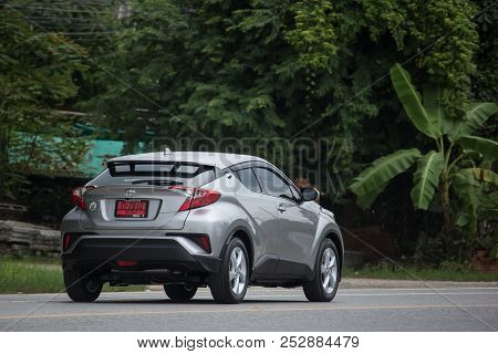 Chiangmai, Thailand - July  24 2018: New Toyota Chr Subcompact Crossover Suv Hybrid Car. Car On Road