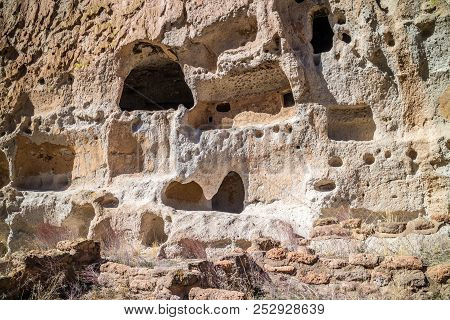 Cliff Dwelling Ruins In Bandelier National Monument, New Mexico