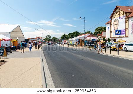 Krynica Morska, Poland - July 11, 2018: Main Street In Krynica Morska.