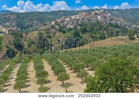 Perched Old Village Of Badolato In South Italian Catanzaro Country