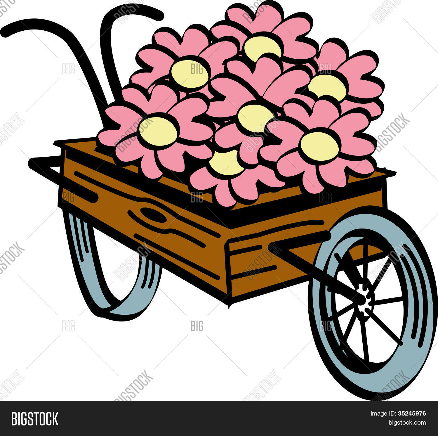 Wheelbarrow Flowers Vector & Photo (Free Trial) Bigstock