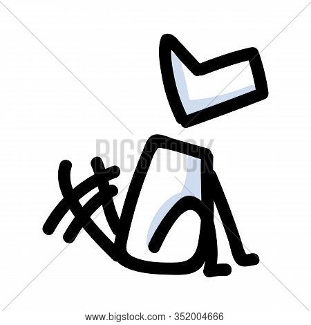 Cute Stick Figure Dog Training To Sit With Wagging Tail Vector Clipart. Bujo Bullet Journal Style Ad