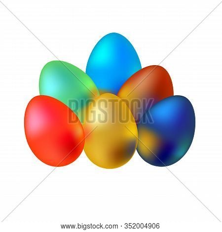 Set Varicoloured Easter Egg Isolated On White Background.