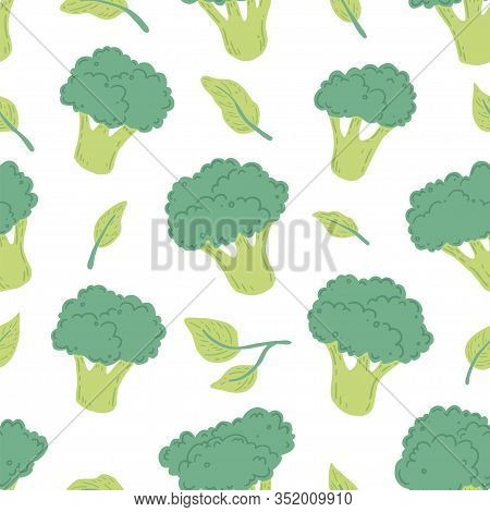 Broccoli Pattern Seamless. Vector Illustration For Background, Print, Texture. Broccoli Have Abstrac