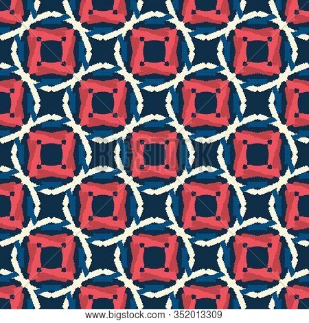 Classic Blue Hand Drawn Spotty Polka Dot Seamless Pattern. Mariner Style Geometric Circle Background