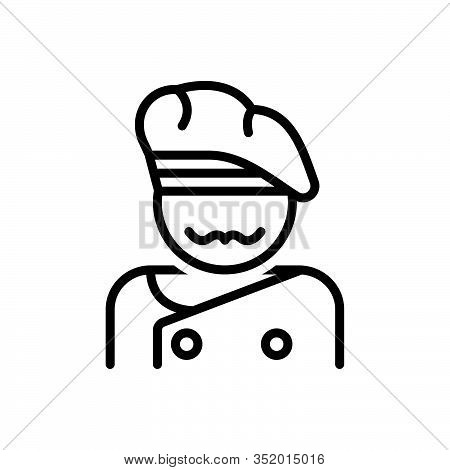 Black Line Icon For Cook Chef Avatar Baker Cap Catering Gourment Professional Masterchief