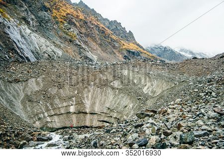 Chalaadi Glacier Close In Svaneti Region, Georgia, Caucasus