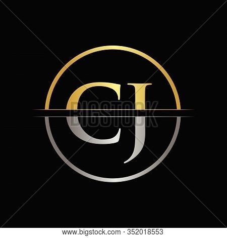 Initial Gold and Silver Color CJ Letter Logo Typography Vector Template. Creative Abstract Letter CJ Logo Design