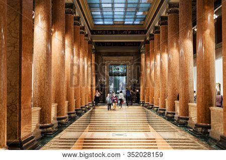 Moscow, Russia - February 11, 2020: Main Staircase In Pushkin State Museum Of Fine Arts At Vohonka S