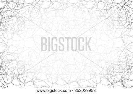 A Lot Of Tangled Barbed Wire, Wide Background On White