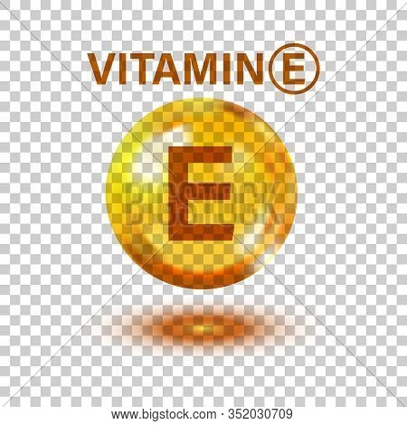 Vitamin E Icon In Flat Style. Pill Capcule Vector Illustration On White Isolated Background. Skincar