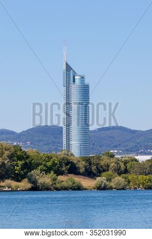 Distant View On The Millennium Tower, The Second Tallest Structure In Austria At 171 Meters, Built I