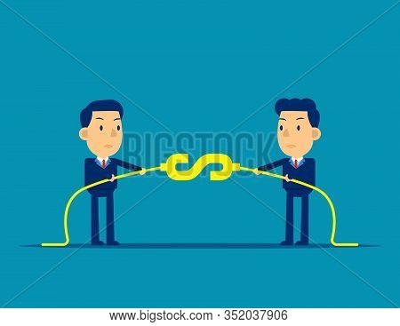 Business Finance Competition. Concept Business Financial Vector Illustration, Person Pull The Rope,
