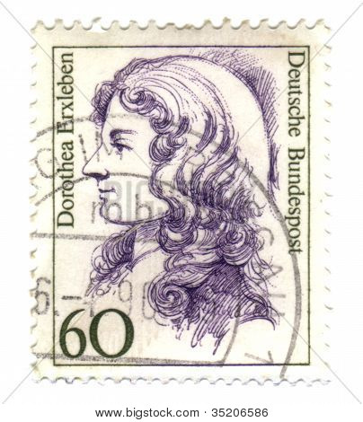 สหพันธ์สาธารณรัฐเยอรมนี - เซอร์กา 1987: Dorothea Erxleben เซอร์กาแสดงแสตมป์ที่พิมพ์ในเยอรมนี