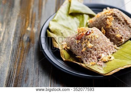Northern Thai Food (khao Kan Chin), Steamed Pudding With Rice, Rice Mixed With Pork Blood And Steame