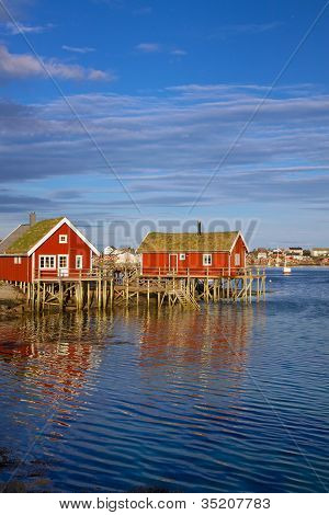 Visserij hutten op de Lofoten