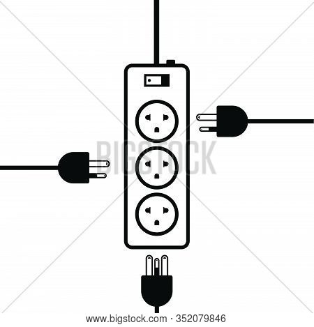 Outlet Multiple Socket Electric Power Plugs, Plug Or Unplugged Of Electrictcity Peripheral, Flat Ico