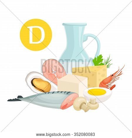 Vitamin D Content In Various Foods. Vector Infographic.