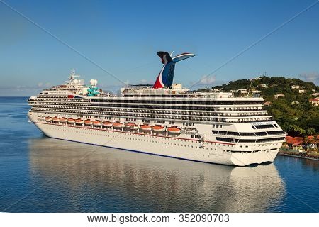 Castries, St Lucia - November 7: Cruise Ship Carnival Valor Docked In Castries On November 7, 2013. 