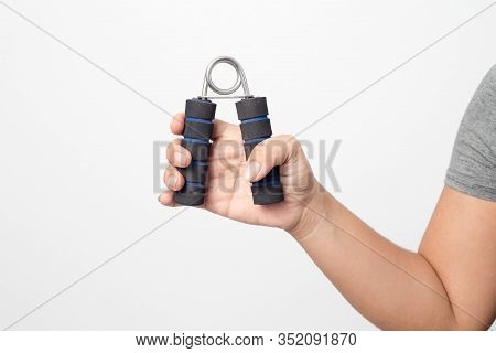 Close-up Woman Hand Exercise  Using Hand Gripper