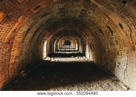 Inside An Old Abandoned Brick Factory With Half-round Domes And Masonry Stones, In The Fortmond Natu