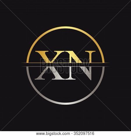 Creative Letter XN Logo Vector With Gold and Silver Colors. Abstract Linked Letter XN Logo Design