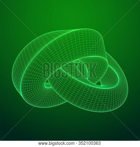 Mobius Strip Ring Knot Sacred Geometry. Spatial Figure With Upturned Surfaces. Optical Illusion With