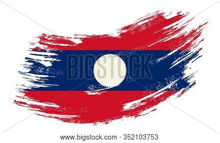 Laotian Flag Grunge Brush Background. Vector Illustration.