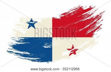 Panamian Flag Grunge Brush Background. Vector Illustration.