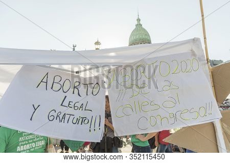 Capital Federal, Buenos Aires / Argentina; Feb 19, 2020: Rally In Favor Of Legal, Safe And Free Abor