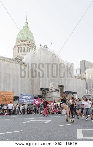 Capital Federal, Buenos Aires / Argentina; Feb 19, 2020: Day Of Activities In Support Of The Law Of 