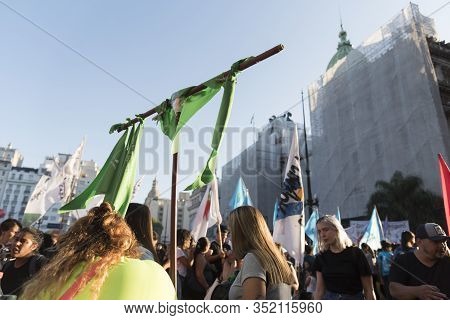 Capital Federal, Buenos Aires / Argentina; Feb 19, 2020: Rally In Favor Of Legal, Safe And Free Abor