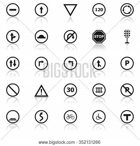 Road Sign Icons With Reflect On White Background, Stock Vector