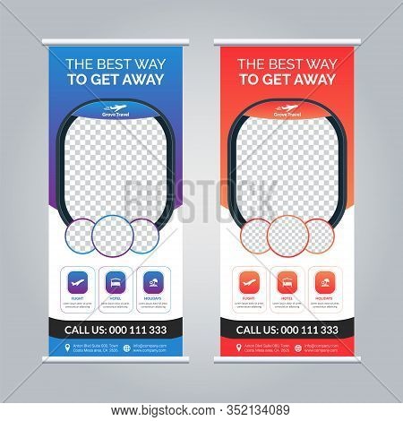 Roll Up Banner Stand Template Design, Travel Agency Roll Up Banner Template